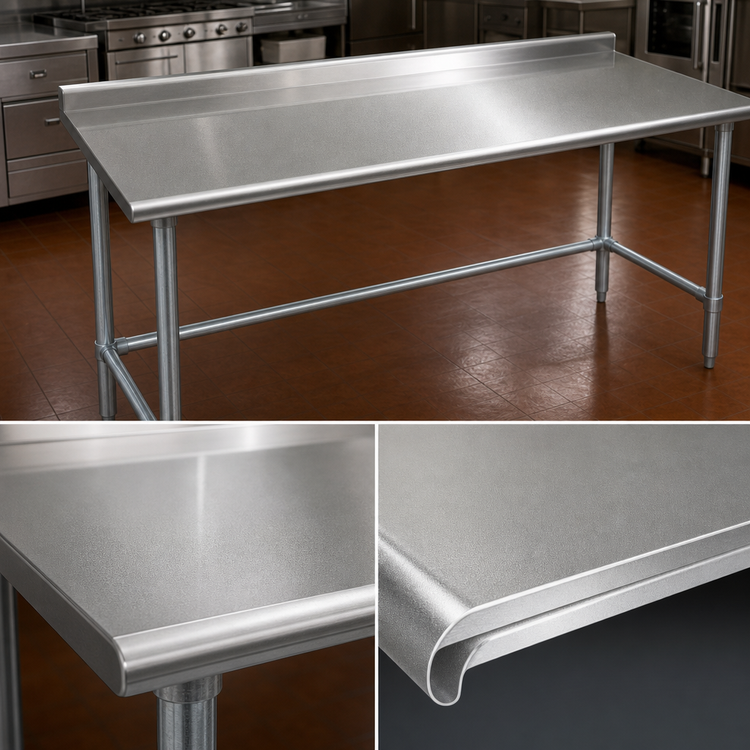 Product image #3 for Eagle Spec-Master 144" x 36" Stainless Steel Work Table with 1-1/2" Rear Upturn and Galvanized Tubular Base