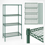 Thumbnail image #3 for Quantum WR86-2130P Wire Shelving Starter Unit, 30"W x 21"D x 86"H, 4 Shelves, Green Epoxy Finish, NSF