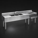 Thumbnail image #3 for Eagle Group 2200 Series BC9C-22L 9-Foot Underbar Combination Unit with Left-Hand Ice Bin, 3 Sinks, and Dual Drainboards, 108"W x 24"D