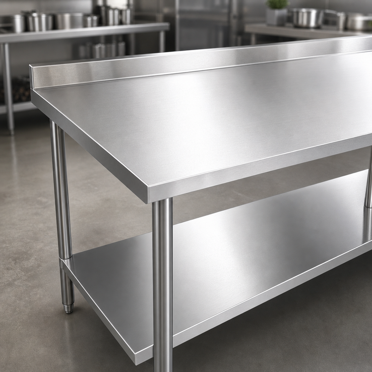 Product image #3 for Sapphire 120-Inch x 24-Inch Stainless Steel Work Table with 5-Inch Backsplash and Undershelf