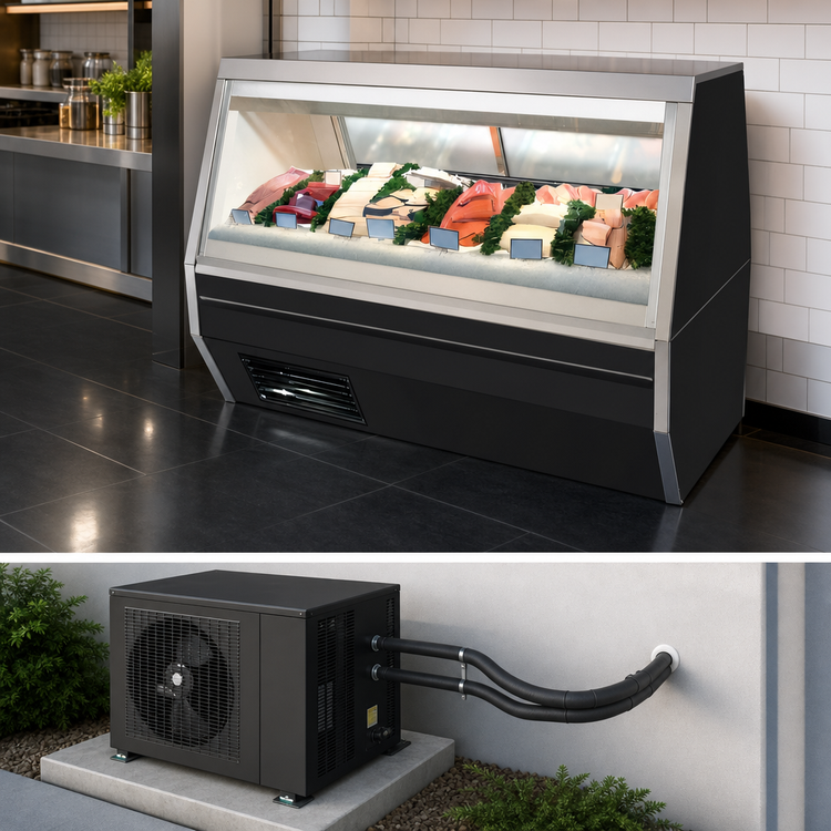 Product image #3 for Howard-McCray Remote Double Duty Fish and Poultry Service Case, 143-Inch, Black Exterior, LED Lighting