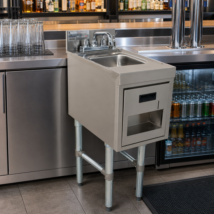 Product image #3 for Advance Tabco Underbar Basics Free Standing Hand Sink with Soap and Towel Dispensers, 15-Inch Wide