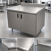 Thumbnail image #3 for Advance Tabco Special Value Enclosed Work Table with Cabinet Base, Mid-Shelf & Hinged Doors, 36 Inch W x 30 Inch D, 16 Gauge 304 Stainless Steel Top, 5 Inch Backsplash