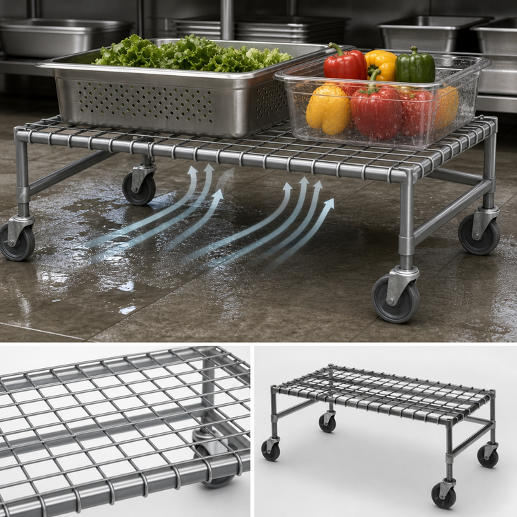 Product image #3 for EAGLEGard Mobile Wire Dunnage Rack, 36 x 18 x 14 Inches, 800 lb Capacity