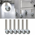 Thumbnail image #3 for BK Resources BKLC-S-34-PS6 Braising Pan & Tilt Skillet Leg Kit with Casters, 33-1/4-Inch High, Stainless Steel