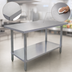 Thumbnail image #3 for Omcan Elite Series 30 x 30 Inch 18 Gauge 430 Stainless Steel Flat Top Work Table with Galvanized Undershelf
