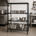 Thumbnail image #3 for Quantum WR54-2454BK 4-Shelf Wire Shelving Starter Unit, 54W x 24D x 54H, Black Epoxy Finish