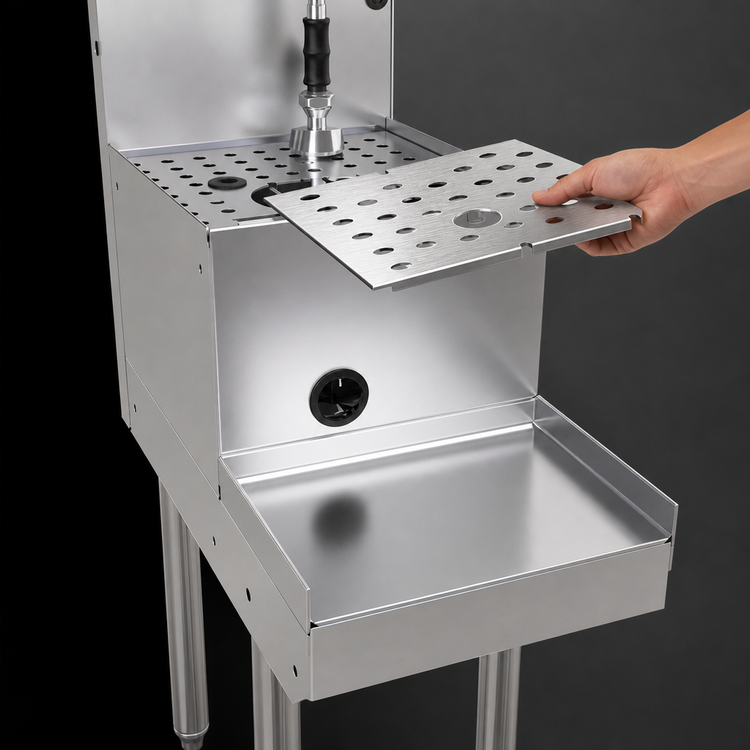 Product image #3 for Glastender Freestanding Stainless Steel Drainboard Blender Station with Push-Down Rinser Faucet, 12 Inch x 24 Inch
