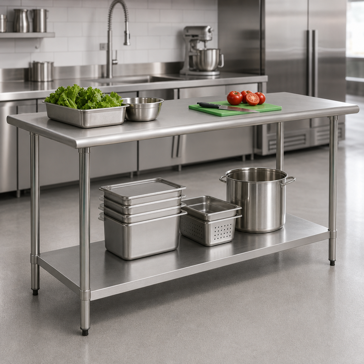 Product image #3 for BlendPort® Deluxe Series Stainless Steel Work Table with Adjustable Undershelf, 84 x 30 Inches