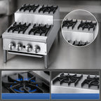 Thumbnail image #3 for Jade Range (Middleby) Supreme JHPE-3-324-F 24" Step-Up Gas Hotplate, 6 Open Burners, Floor Model with Undershelf