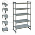 Thumbnail image #3 for Cambro Camshelving Basics Plus 18 in. x 30 in. x 84 in. 5-Tier Stationary Starter Polymer Shelving Unit, 4 Vented + 1 Solid, Brushed Graphite