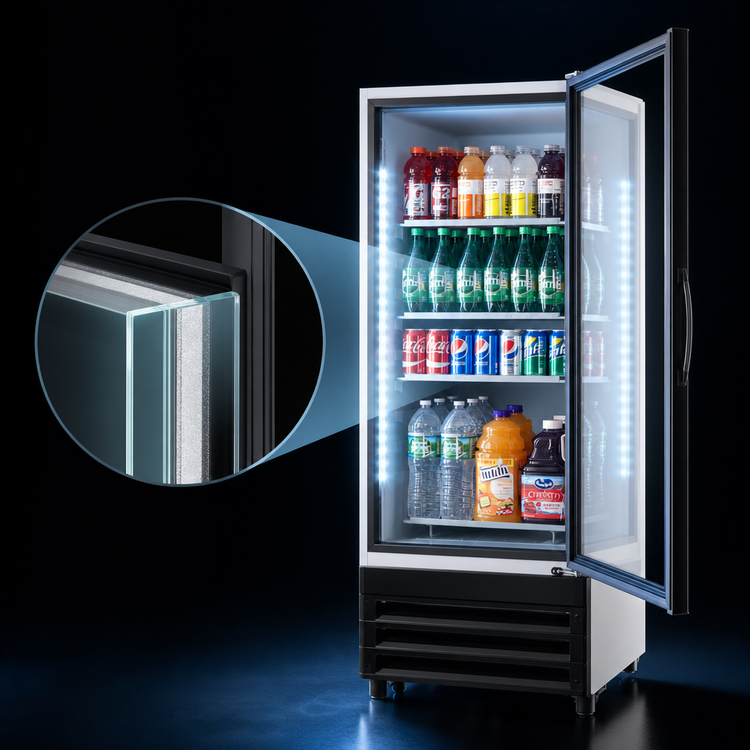 Product image #3 for Turbo Air 10 Cu. Ft. One-Section Glass Door Refrigerated Merchandiser, Self-Contained, Bottom Mount, 115V