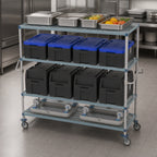 Thumbnail image #3 for Metro MetroMax Q CR247263-MQC4 4-Tier Mobile Shelving Cart, 72 x 24 Inches, Open-Grid Polymer Mats, Epoxy-Coated Steel, 5-Inch Casters