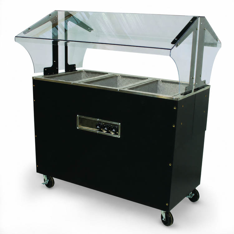 Product image #3 for Advance Tabco Triumph (Supreme) Portable 3-Well Electric Hot Food Buffet Table with Double-Sided Sneeze Guard