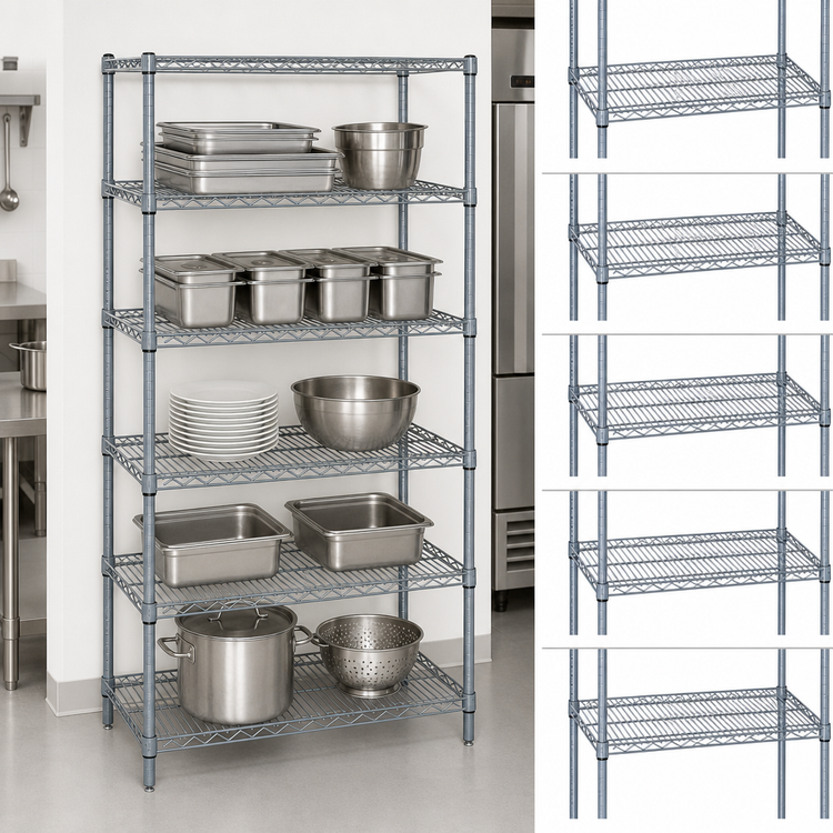 Product image #3 for Quantum 5-Shelf Wire Shelving Starter Kit, 36W x 18D x 63H, Gray Epoxy Antimicrobial Finish
