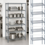 Thumbnail image #3 for Quantum WR63-1836GY-5 5-Shelf Wire Shelving Starter Kit, 36W x 18D x 63H, Gray Epoxy Antimicrobial Finish
