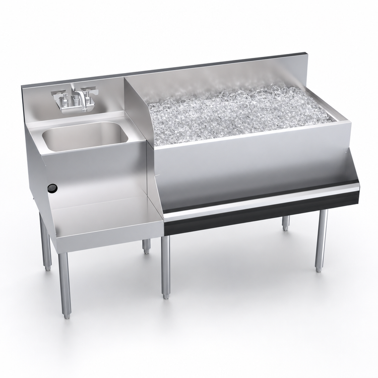 Product image #3 for Krowne Royal Series 54-Inch Right Ice Bin Underbar Cocktail Station with 18-Inch Blender Dump Sink and 10-Circuit Cold Plate
