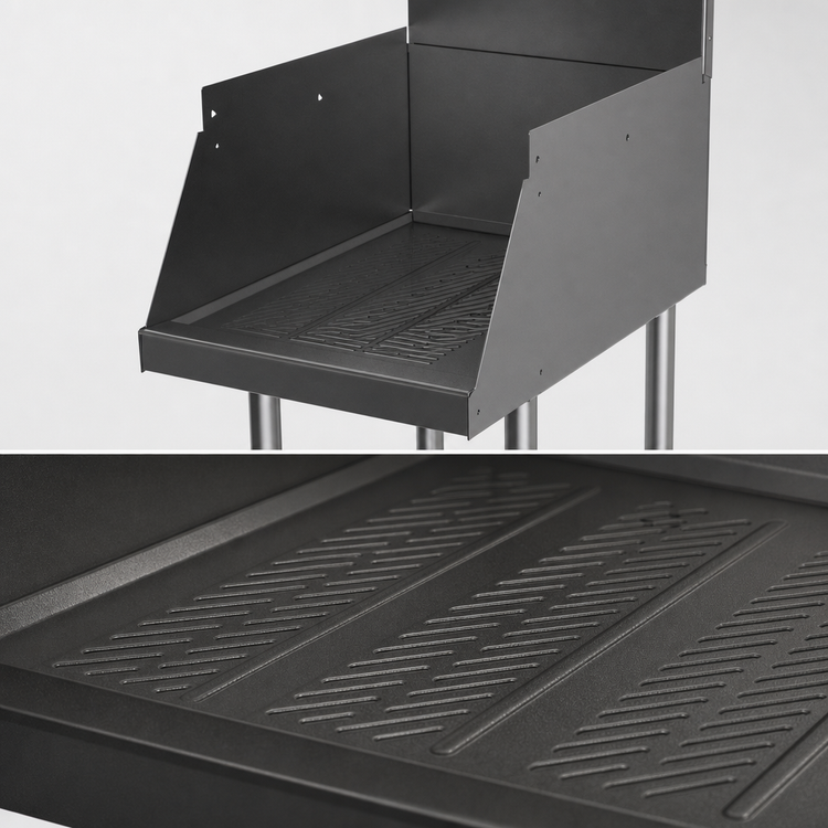Product image #3 for Top Shelf TS Series 18-Inch Wide Underbar Drop-Down Drainboard, 24-Inch Deep, Stainless Steel, 6-Inch Backsplash
