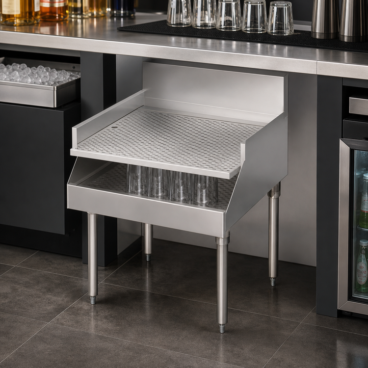 Product image #3 for Krowne Royal Series Freestanding Underbar Recessed Drainboard, 24 Inch x 24 Inch, Stainless Steel