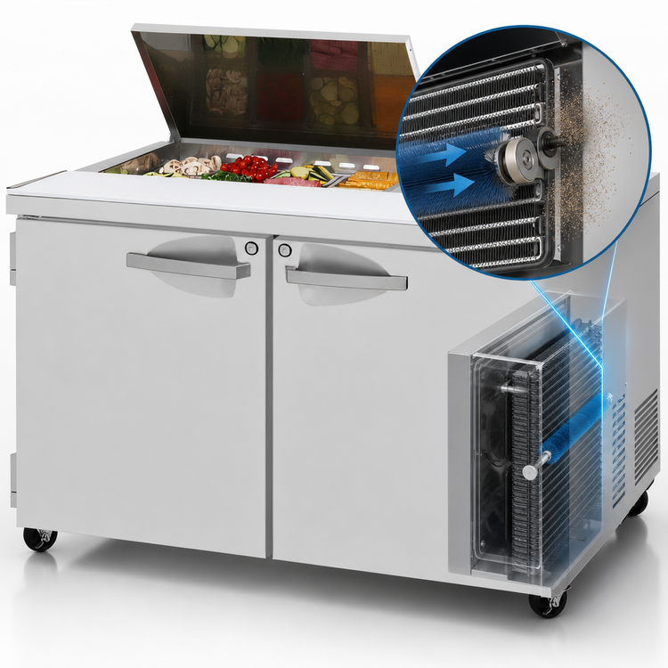 Product image #3 for Turbo Air PRO Series 48-1/4-Inch Two-Section Refrigerated Prep Table Work Station with Flat Lid