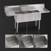Thumbnail image #3 for John Boos E-Series Freestanding 3-Compartment Drainboard Sink with Left & Right Drainboards, 14-Inch Deep Bowls