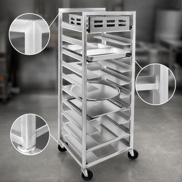 Product image #3 for Channel Manufacturing UR-13 Mobile All-Welded Aluminum Universal Pan Rack, 13-Pan Capacity, 25.5 x 26 x 70 Inches