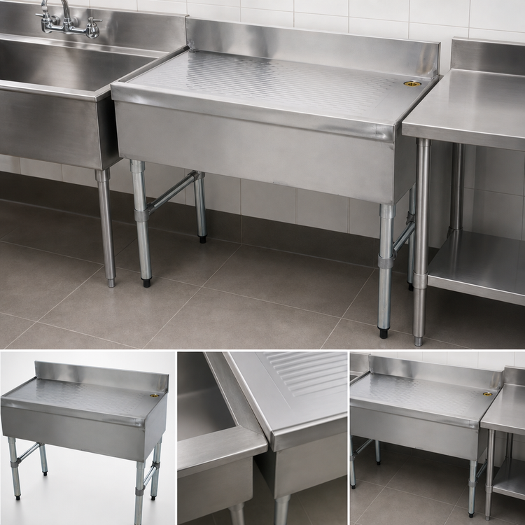 Product image #3 for Advance Tabco Special Value Series Modular Bar-Type Drainboard, 36 x 18 x 33 Inches, Stainless Steel