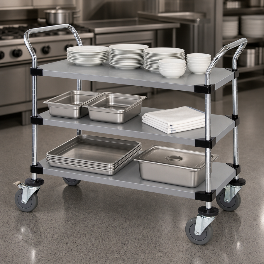 Three Solid Stainless Steel Shelves