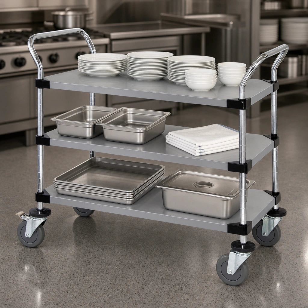 Three Solid Stainless Steel Shelves