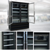 Thumbnail image #3 for Howard-McCray GF88BM-B-FF Four-Section Black Hinged Glass Door Frozen Food Merchandiser Freezer, 88 Cu. Ft., Bottom-Mount Self-Contained