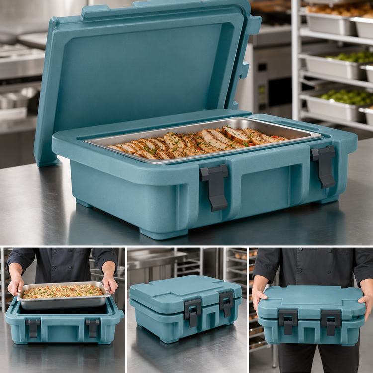 Product image #4 for Cambro Ultra Pan Carriers® Non-Electric Top-Loading Insulated Food Pan Carrier for 1 GN Full-Size Pan, Slate Blue