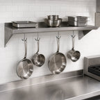 Thumbnail image #3 for BK Resources BKWSE-1236-PR Wall-Mounted Stainless Steel Shelf with Pot Rack, 36 x 12 in, 18-Gauge 430 Stainless Steel