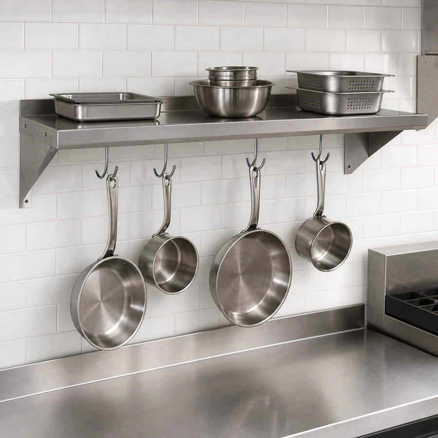 Wall-Mounted Pot Rack Shelf