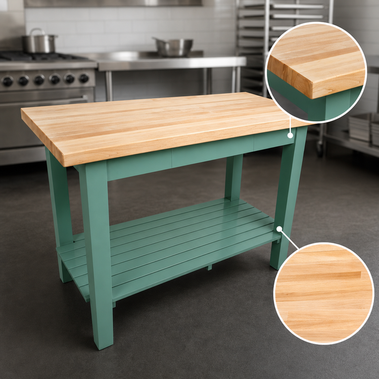 Product image #4 for John Boos Classic Country 48-Inch x 30-Inch Northern Hard Rock Maple Wood Top Work Table with Open Wood Base