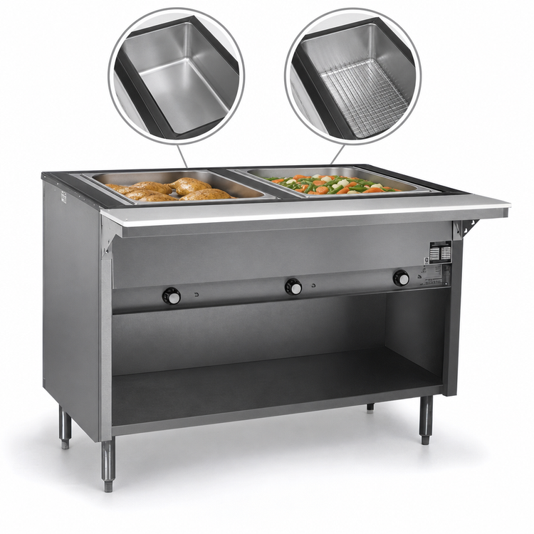 Product image #3 for Eagle Group Spec-Master 33-Inch Electric Hot Food Table with 2 Wet/Dry Wells and Open Base