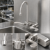 Thumbnail image #3 for EverSteel 4-Inch Wall Mount Stainless Steel Workboard Mixing Faucet with 5 3/4-Inch Swivel Gooseneck Spout