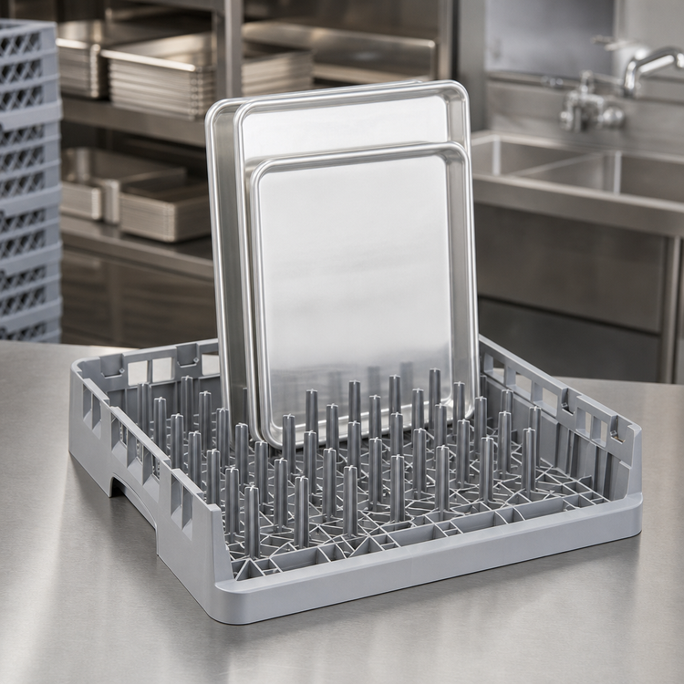 Product image #4 for Cambro Camrack Open End Tray Rack for 15 x 20 Inch Trays and Larger, 19-3/4 x 19-3/4 x 4 Inches, Soft Gray
