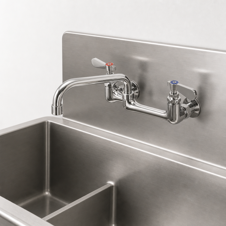 Product image #3 for Splash-Mounted Commercial Faucet with 8-Inch Centers and 8-Inch Standard Swivel Spout