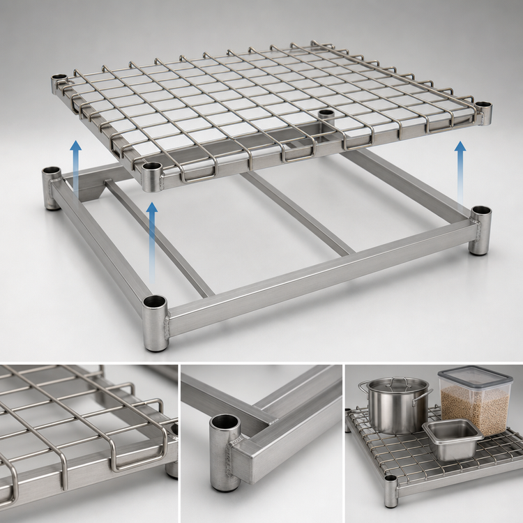 Product image #3 for Eagle Group Eaglegard 24" x 24" Dunnage Shelf with Removable Wire Mat Assembly