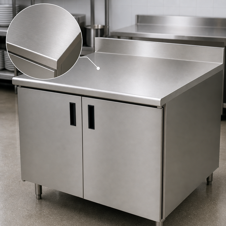 Product image #3 for Advance Tabco Special Value Enclosed Work Table with Cabinet Base, 36 x 30 Inches, 16 Gauge 304 Stainless Steel Top, 5 Inch Backsplash