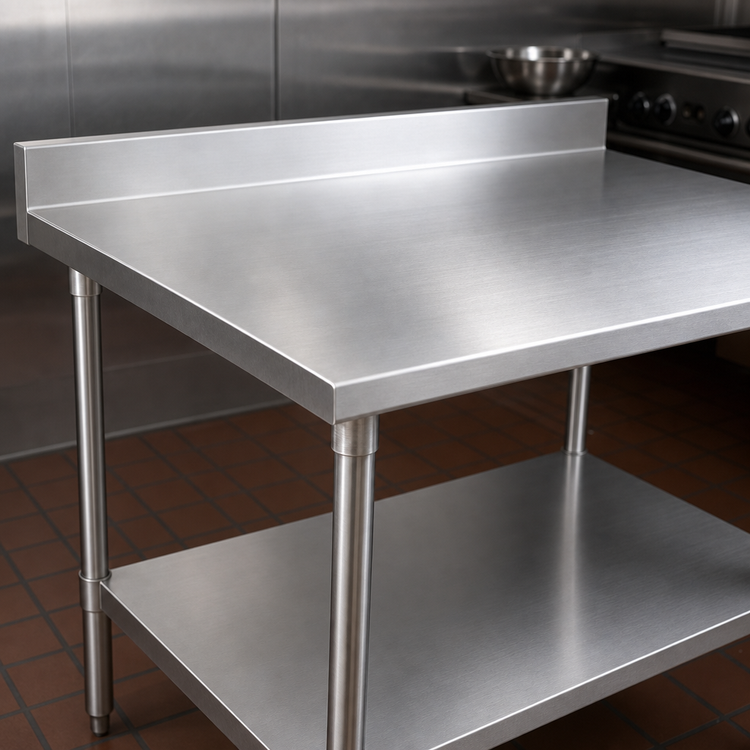 Product image #3 for John Boos Stallion 48 x 24-Inch Stainless Steel Top Work Table with 5-Inch Backsplash