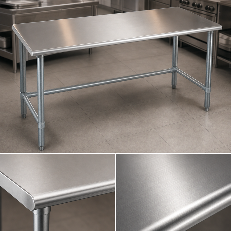 Product image #3 for Eagle Spec-Master 14-Gauge 304 Stainless Steel Flat Top Work Table with Galvanized Tubular Base, 60 x 48 Inches
