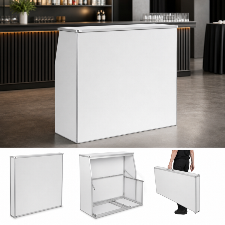 Product image #3 for Flash Furniture 4' White Laminate Foldable Portable Bar with Removable Aluminum Top