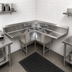 Thumbnail image #3 for BK Resources Corner 3-Compartment Sink with Dual 24-Inch Drainboards, 63 x 63 x 43.5 Inches, 18/304 Stainless Steel