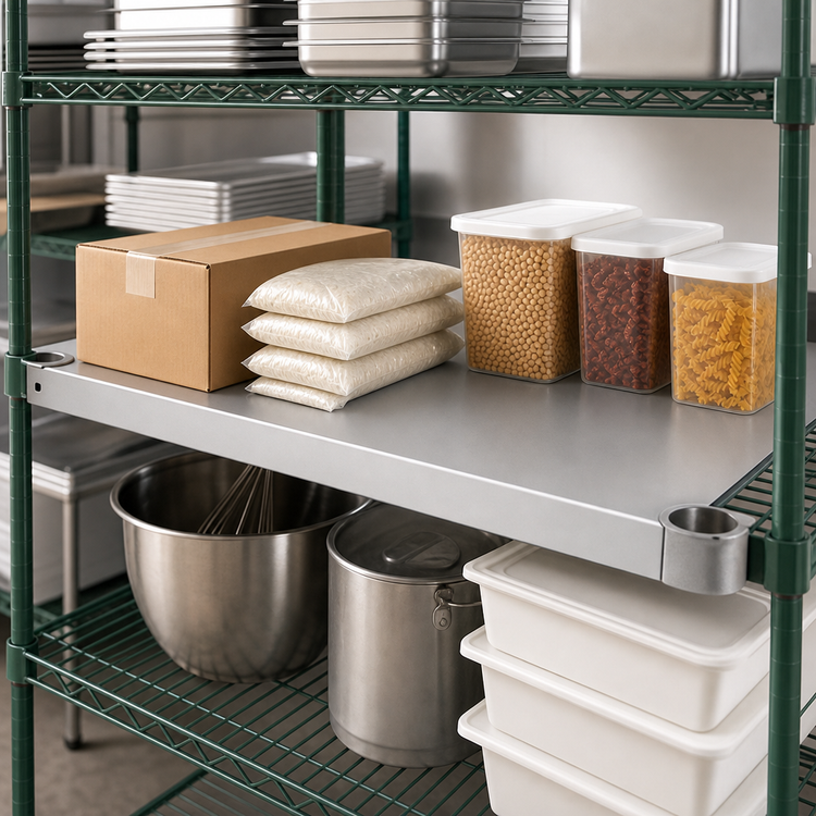 Product image #3 for Eagle Group Quik-Set 54 x 18 Inch Flat Solid Shelf, Green Epoxy Galvanized Steel, 1000 lb Capacity