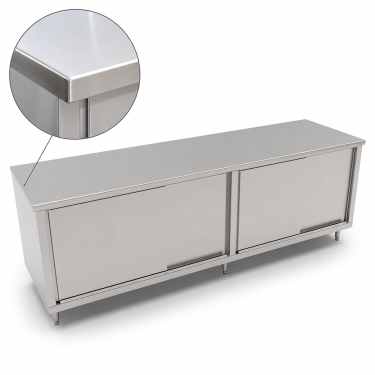 Product image #3 for John Boos 96-Inch x 24-Inch Stainless Steel Cabinet Base Work Table with Sliding Doors