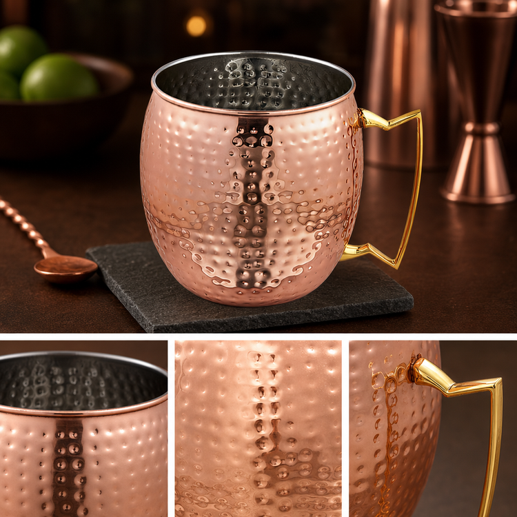 Product image #3 for 96 oz Hammered Copper Moscow Mule Mug with Handle