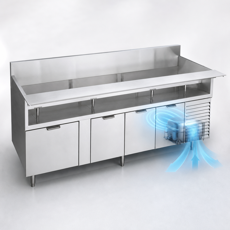 Product image #3 for La Rosa 66-Inch Refrigerated Equipment Stand with 2 Drawers, Self-Contained Side-Mounted Refrigeration, and Cutting Board
