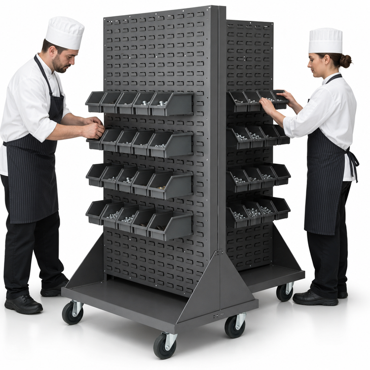 Product image #3 for Quantum Double-Sided Louvered Rack with Casters, 36 x 25 x 72 Inches