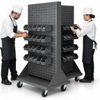 Thumbnail image #3 for Quantum QMD-36H Double-Sided Louvered Rack with Casters, 1200 lb. Capacity, Gray Enamel-Coated Steel, 36 x 25 x 72 Inches